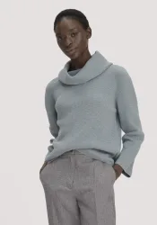 hessnatur Damen Strickpullover Relaxed aus Bio-Baumwolle - blau - Größe L