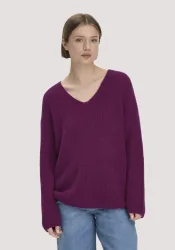 hessnatur Damen Strick Pullover Relaxed aus Alpaka - lila - Größe L