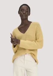 hessnatur Damen Strick Pullover Relaxed aus Alpaka - gelb - Größe M