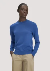 hessnatur Damen Pullover Regular aus Bio-Merinowolle - blau - Größe M