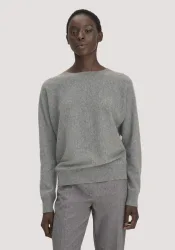 hessnatur Damen Pullover Relaxed aus Bio-Schurwolle mit Cashmere - grau - Größe S