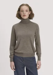 hessnatur Damen Rollkragenpullover Relaxed aus Bio-Merinowolle - lila - Größe S