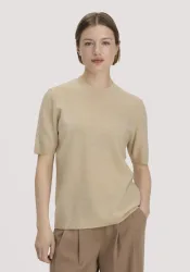 hessnatur Damen Pullover Relaxed aus Bio-Schurwolle mit Cashmere - beige - Größe S