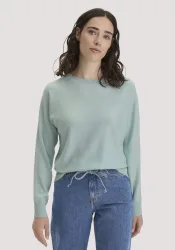 hessnatur Damen Pullover Relaxed aus Bio-Schurwolle mit Cashmere - grün GrösseL