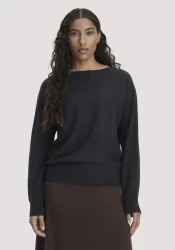 hessnatur Damen Pullover Relaxed aus Bio-Schurwolle mit Cashmere - schwarz - Größe XXL