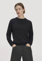 hessnatur Damen Pullover Relaxed BETTER RECYCLING aus Cashmere mit Recycling-Anteil - schwarz - Größe XS