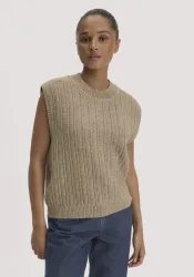 hessnatur Damen Strick Pullunder Relaxed aus Bio-Baumwolle mit recycelter Wolle - beige - Größe XS