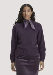 hessnatur Damen Strick Pullover Relaxed aus Wolle mit Bio-Baumwolle - lila - Größe L