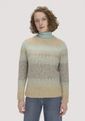 hessnatur Damen Stick Pullover Relaxed aus Alpaka und Bio-Baumwolle - grau - Größe S