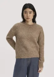 hessnatur Damen Pullover Relaxed aus Alpaka mit Bio-Baumwolle - braun - Größe XL