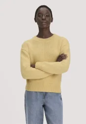 hessnatur Damen Pullover Relaxed aus Alpaka mit Bio-Baumwolle - gelb - Größe M