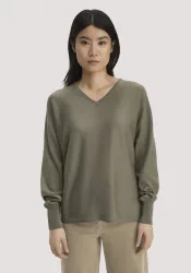 hessnatur Damen Pullover Oversize aus TENCEL? Lyocell und Bio-Baumwolle - grün - Größe S