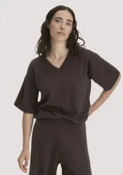 hessnatur Damen Pullover Oversize aus Bio-Merinowolle - braun - Größe L