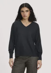 hessnatur Damen Pullover Oversize aus TENCEL? Lyocell und Bio-Baumwolle - schwarz - Größe M