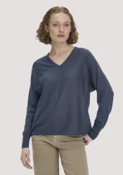 hessnatur Damen Pullover Oversize aus TENCEL? Lyocell und Bio-Baumwolle - blau - Größe XS