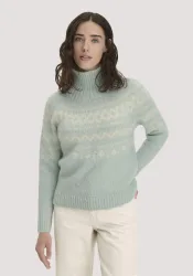 hessnatur Damen Rollkragenpullover Relaxed aus Alpaka und Bio-Baumwolle - grün - Größe S