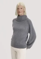 hessnatur Damen Strick-Pullover Relaxed BETTER RECYCLING aus Kaschmir - grau - Größe XXL