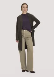 hessnatur Damen Strick Jacke Relaxed aus Bio-Merinowolle mit Bio-Baumwolle - grün GrösseM