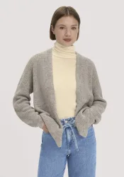hessnatur Damen Strick Jacke Oversize aus Alpaka - grau - Größe S