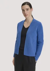 hessnatur Damen Strick Jacke Regular aus Bio-Baumwolle - blau - Größe S