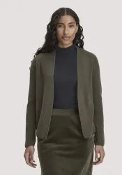 hessnatur Damen Strick Jacke Regular aus Bio-Baumwolle - grün - Größe L