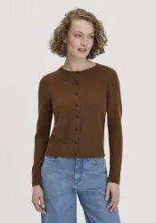 hessnatur Damen Strick Jacke Regular BETTER RECYCLING aus Cashmere - braun - Größe XL