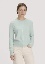 hessnatur Damen Strick Jacke Regular BETTER RECYCLING aus Cashmere - grün - Größe M