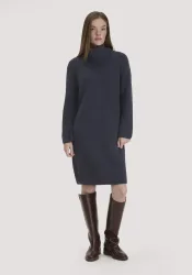 hessnatur Damen Strickkleid Relaxed aus Bio-Baumwolle - blau - Größe XS