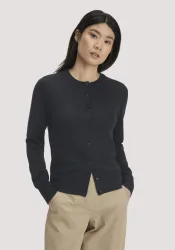 hessnatur Damen Strickjacke Regular aus Merino-Schurwolle - schwarz - Größe M