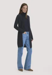 hessnatur Damen Strickjacke Regular aus Bio-Merinowolle - blau - Größe L