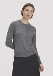 hessnatur Damen Strickjacke Regular aus Merino-Schurwolle - grau - Größe M