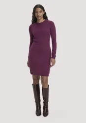 hessnatur Damen Strickkleid Regular aus Bio-Schurwolle mit Cashmere - rot - Größe L
