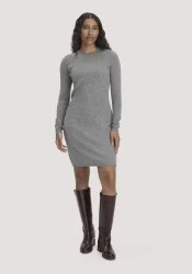 hessnatur Damen Strickkleid Regular aus Bio-Schurwolle mit Cashmere - grau - Größe L