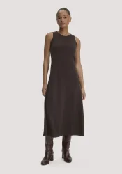 hessnatur Damen Strickkleid Regular aus Bio-Merinowolle - braun - Größe L