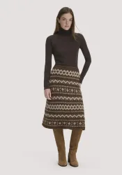 hessnatur Damen Strickrock Relaxed aus Alpaka mit Bio-Baumwolle - braun - Größe S