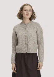 hessnatur Damen Strickjacke Relaxed aus Alpaka und Bio-Baumwolle - grau - Größe L