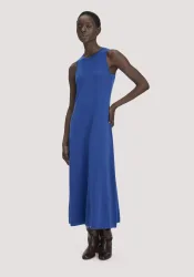 hessnatur Damen Strickkleid Regular aus Bio-Merinowolle - blau - Größe L