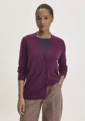 hessnatur Damen Strickjacke Relaxed aus Bio-Schurwolle mit Cashmere - rot - Größe S
