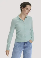 hessnatur Damen Strickjacke Regular aus Schurwolle mit Cashmere - grün - Größe M