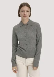 hessnatur Damen Strickjacke Regular aus Schurwolle mit Cashmere - grau - Größe M