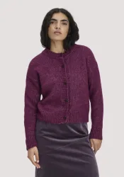 hessnatur Damen Strickjacke Relaxed aus Alpaka und Bio-Baumwolle - rot - Größe M