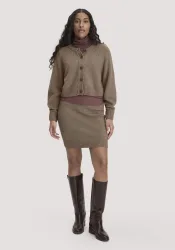 hessnatur Damen Strickrock Regular aus Bio-Merinowolle und Bio-Baumwolle - braun GrösseL