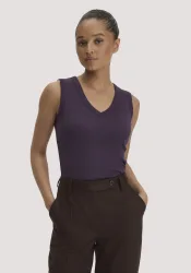 hessnatur Damen Softrib Top Fitted aus Bio-Baumwolle und TENCEL? Modal - lila - Größe 40
