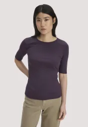 hessnatur Damen Softrib T-Shirt Fitted aus Bio-Baumwolle und TENCEL? Modal - lila - Größe 38