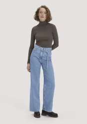 hessnatur Damen Streifen Softrib Longsleeve Fitted aus Bio-Baumwolle und Modal - grün - Größe 34