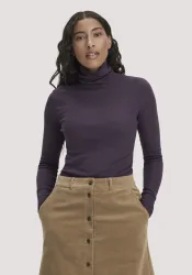 hessnatur Damen Softrib Longsleeve Fitted aus Bio-Baumwolle und TENCEL? Modal - lila - Größe 44