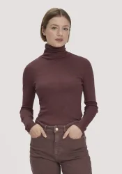 hessnatur Damen Softrib Longsleeve Fitted aus Bio-Baumwolle und TENCEL? Modal - rot - Größe 42