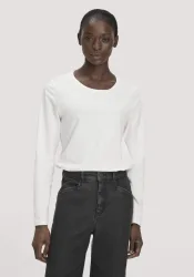 hessnatur Damen Longsleeve Relaxed aus Regenerative Organic Cotton (ROC) - weiß - Größe 36