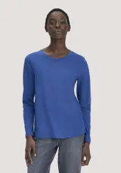 hessnatur Damen Longsleeve Relaxed aus Regenerative Organic Cotton (ROC) - blau - Größe 36