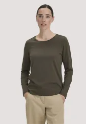 hessnatur Damen Longsleeve Relaxed aus Regenerative Organic Cotton (ROC) - grün - Größe 46